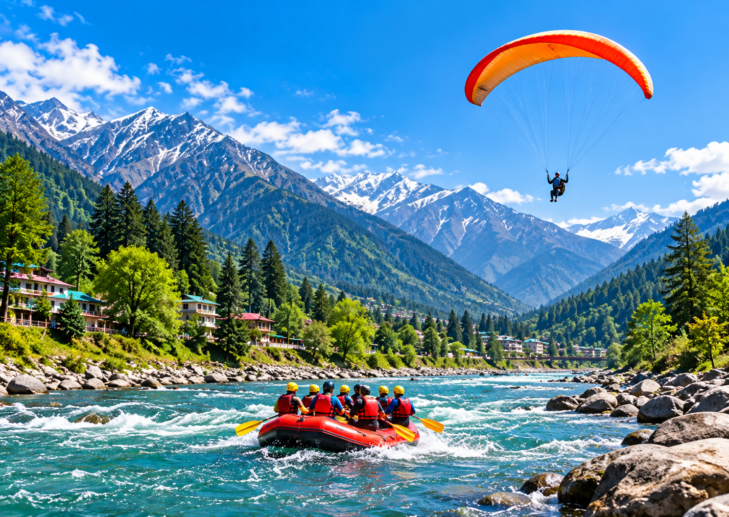 Himalayan river rafting and paragliding